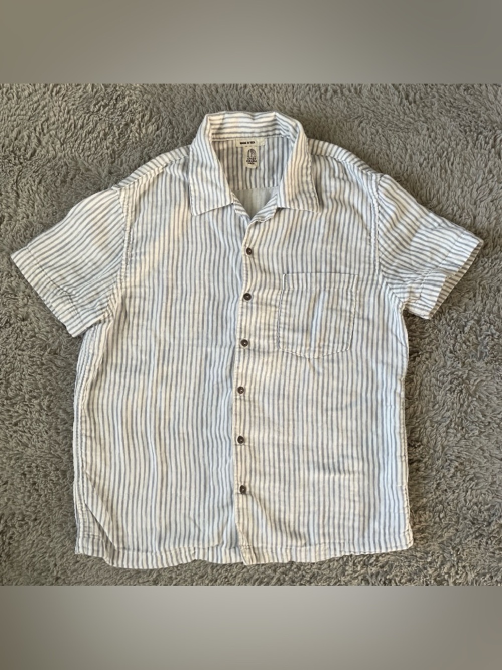 HIROSHI KATO The Wrench Double Gauze Camp Shirt Men’s Size L Stripe White USA